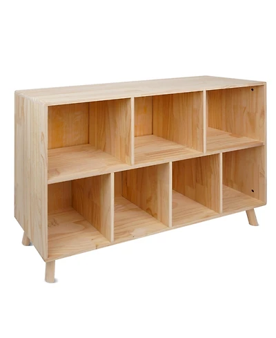 Flynama Solid Pine Storage Cabinet with 7 Compartments Wooden Organizer Shelf