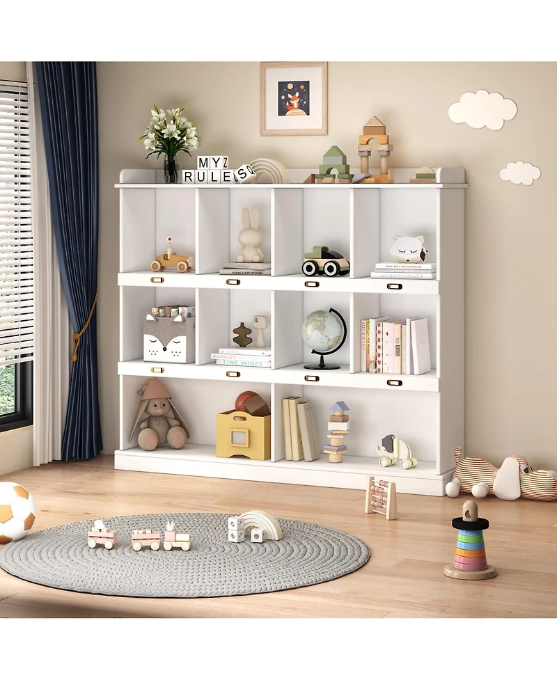 Flynama 10 Shelf Bookcase Storage Organizer Display Cabinet for Books decor and Home Office