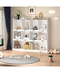 Flynama 10 Shelf Bookcase Storage Organizer Display Cabinet for Books decor and Home Office