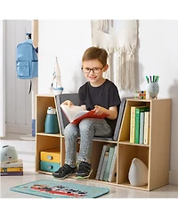 Flynama 6-Cubby Kids Bookcase with Soft Cushion Reading Nook
