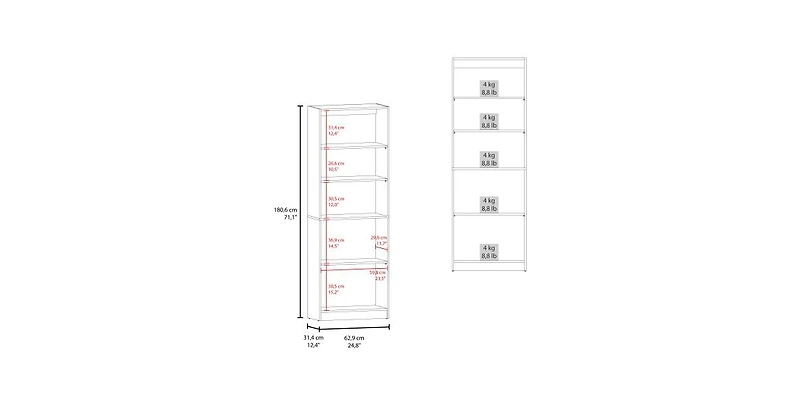 Flynama Bookcase with Open Storage and 2 Doors