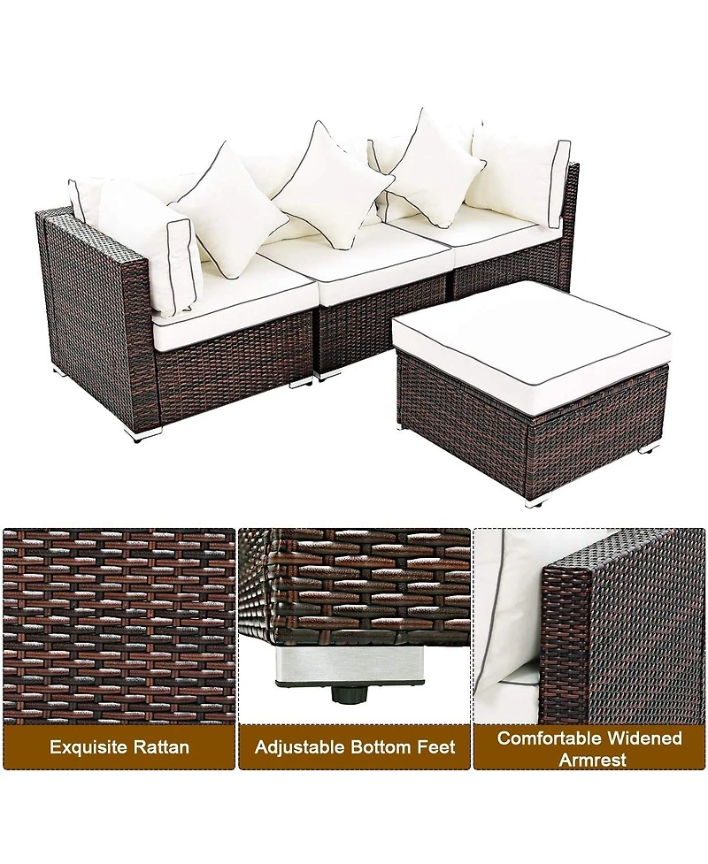Slickblue 4 pcs Wicker Rattan Sofa Furniture Set