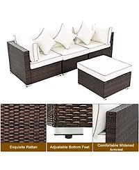 Slickblue 4 pcs Wicker Rattan Sofa Furniture Set