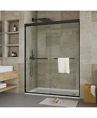 homfan 72''H x 48''/60''W Aluminum Frame Sliding Shower Door with 8mm Tempered Glass, Coating Easy Clean, Double for Bathroom, Anodized