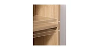 Flynama Mid Century Rattan Storage Cabinet with Open Shelves