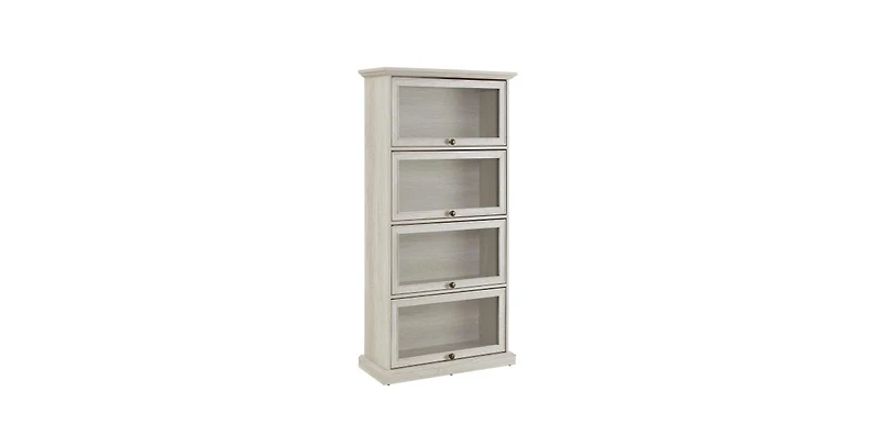 Flynama 4-Tier Tempered Glass Display Cabinet Flip-Up Door Household Collectible Toy Book Storage Showcase Cabinet