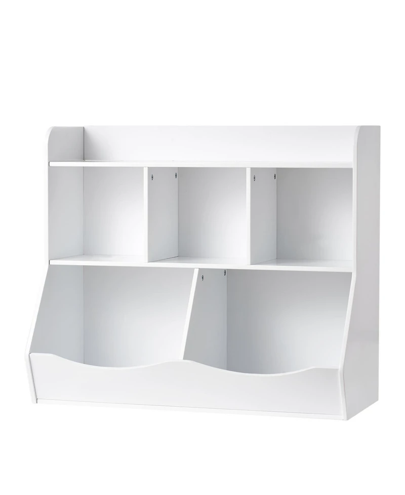 Flynama 5-Cubby Wooden Kids Storage Cabinet Multi-Grid Toy Bookshelf Rounded Edge Safe Children Room Furniture