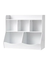Flynama 5-Cubby Wooden Kids Storage Cabinet Multi-Grid Toy Bookshelf Rounded Edge Safe Children Room Furniture