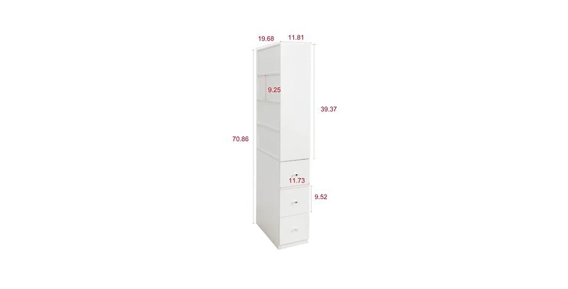 Flynama Tall Display Storage Cabinet with Shelves and Side Drawers