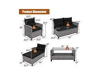 Mondawe 4 Pieces Patio Rattan Sofa Furniture Set with Cushion and 2-Tier Table