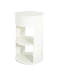 Streamdale Furniture Indoor 3-Tier Metal Round Side Table with Sliding Door Cabinet Matte