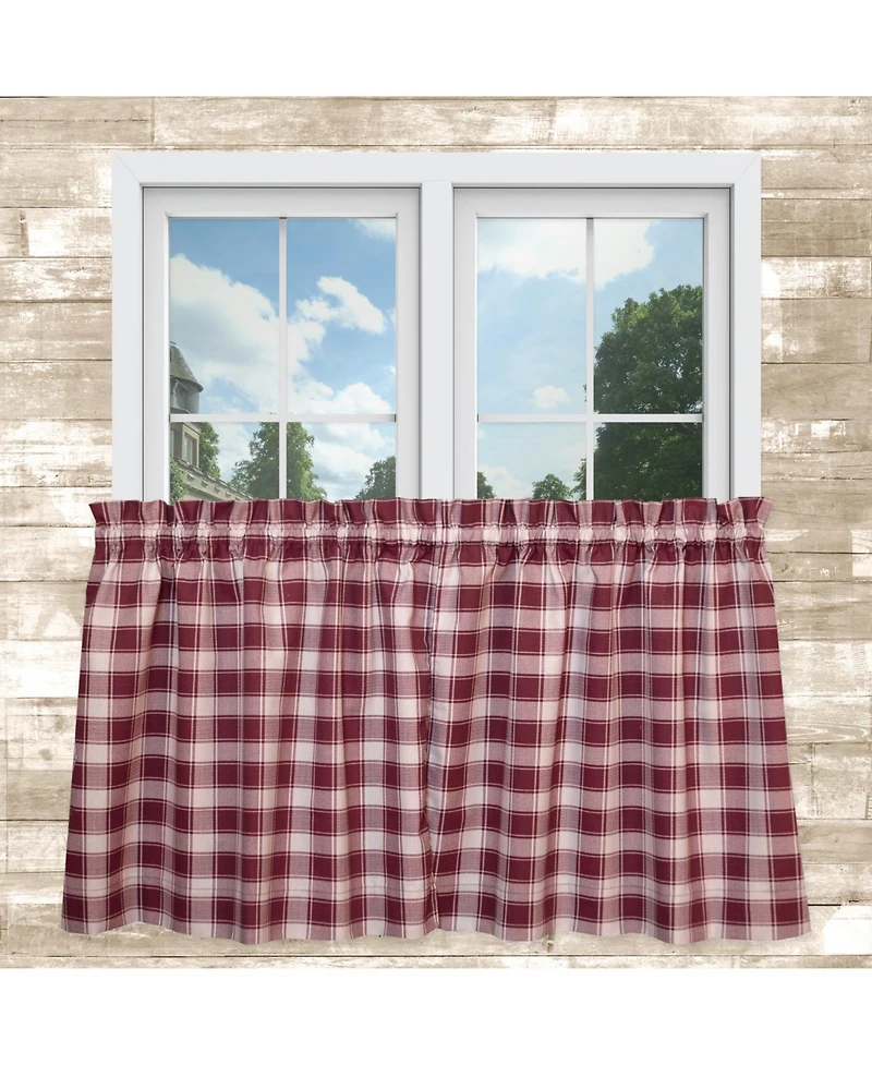 Ellis Curtain Country Check Tailored With 1.5inch Rod Pocket Window Tiers Brick