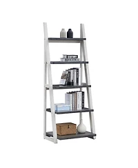 Flynama 5-Tier Rubber Wood Frame Ladder Bookshelf Multi-Layer Home Living Room Kitchen Storage Rack