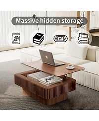 Streamdale Furniture 38.6'' Fluted Lift-Top Coffee Table with Storage Walnut