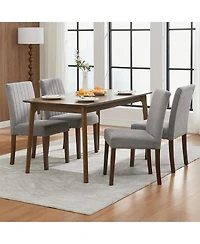homfan Upholstered Parsons Dining Chairs with Wood Legs, Linen Fabric Side Set