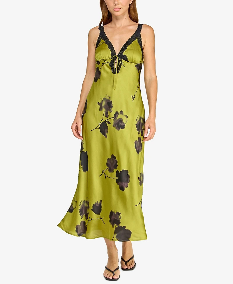 Row A Juniors' Sleeveless Lace V-Neck Dress