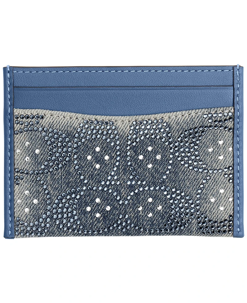 Coach Essential Crystal Signature Cotton Denim Card Case