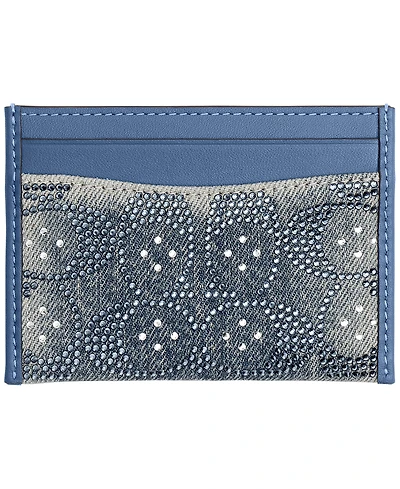 Coach Essential Crystal Signature Cotton Denim Card Case