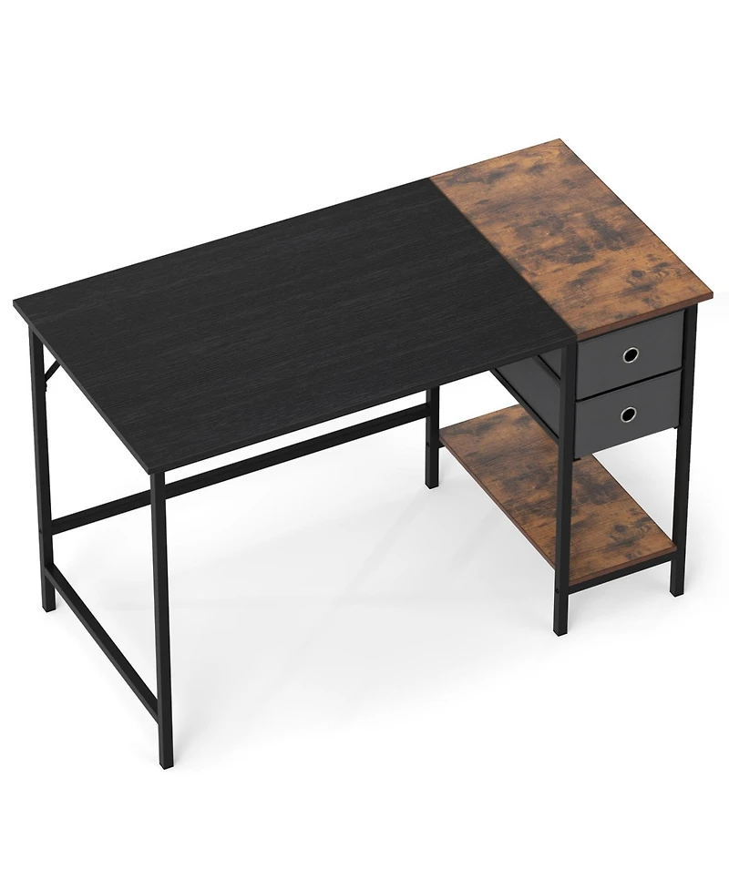 Slickblue 48 Inch Computer Desk with 2 Fabric Drawers Industrial Style