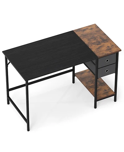 Slickblue 48 Inch Computer Desk with 2 Fabric Drawers Industrial Style