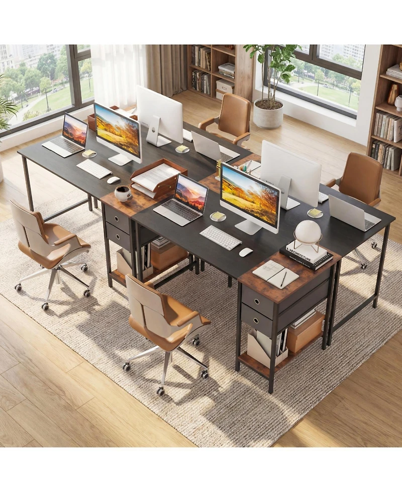 Slickblue 48 Inch Computer Desk with 2 Fabric Drawers Industrial Style