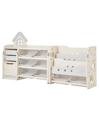 Flynama Kids Toy Storage Organizer with Bookshelf and 10 Storage Bins