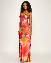 Seni & Cade Juniors' Hardware-Trim Satin Slip Dress