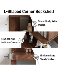 Flynama 66-Inch 6-Tier Corner Bookshelf L-Shaped Open Storage