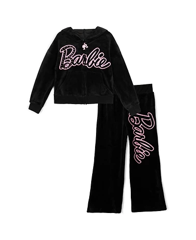 Barbie Toddler Girls' 4T - 2T Loungewear Velour Hoodie and Pants Set