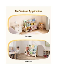 Flynama 3-Tier Kids Multi-Functional Bookshelf Sling Bag Toy Storage Organizer Anti-Tip Design For Playroom Nursery