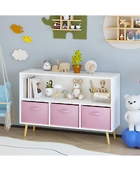 Flynama Kids Bookcase with Fabric Drawers and Toy Storage Organizer
