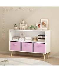 Flynama Kids Bookcase with Fabric Drawers and Toy Storage Organizer
