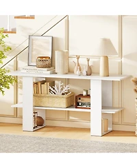 Slickblue Tv Stand with 2 Tiers and Open Storage for 55" TVs