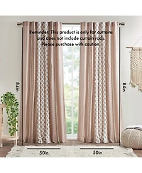 Avobird Cotton Printed Curtain Panel with Chenille Stripe and Lining Blush 50x84