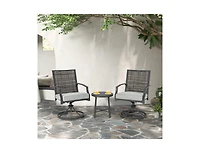 Mondawe 3 Piece Patio Swivel Chair Set with Soft Seat Cushions for Backyard