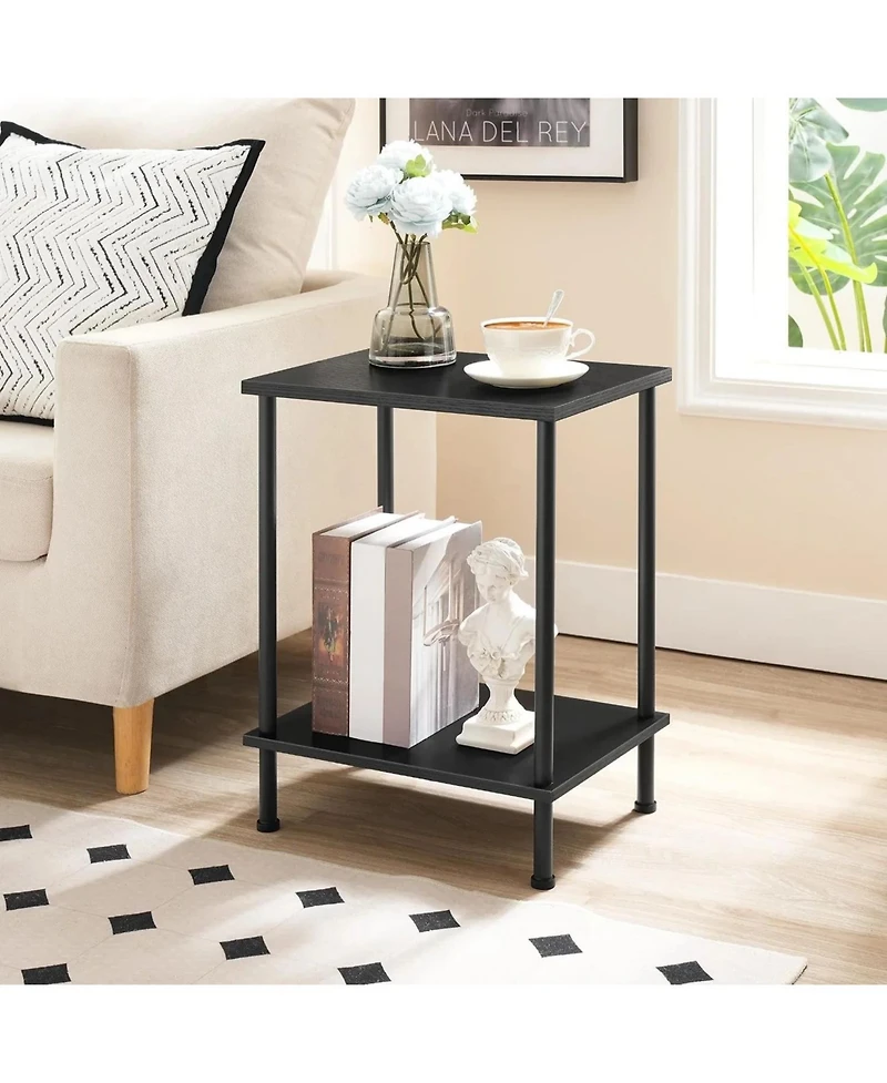 Slickblue Modern End Table with 2-Tier Shelving for Home Organization