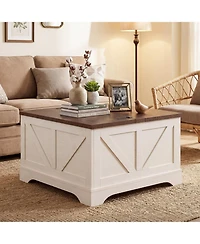 Slickblue Modern Square Coffee Table 31.5 Inch with Lifting Top and Storage