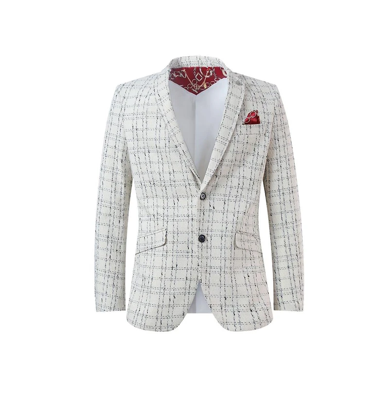 Elie Balleh Men's Slim Fit Plaid Boucle Sport coat