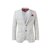 Elie Balleh Men's Slim Fit Plaid Boucle Sport coat