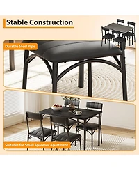 homfan 5 Piece Rectangular Space Saving Dining Set for 4 with Upholstered Chairs