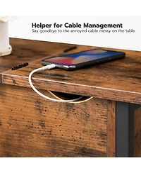 Slickblue Narrow Side Table with Charging Station and Flip-Top Storage Compartment