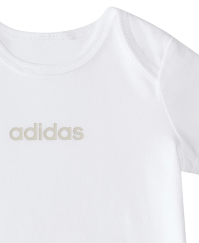 adidas Baby Boys 3-Piece Printed Long Sleeve Bodysuit, Short Bodysuit and Pants Set