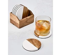 The Cellar 7-Piece Wooden Coasters & Holder, Macy's Exclusive