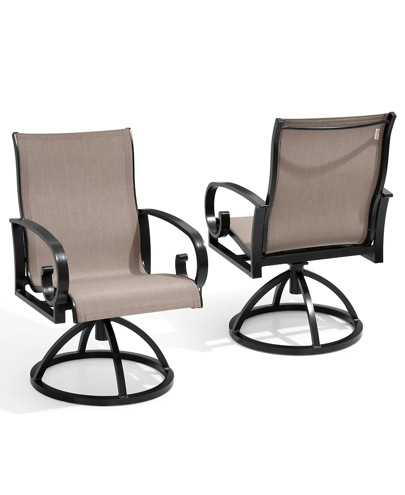 Pellebant Outdoor Aluminum Patio Swivel Dining Chairs with Sunbrella Fabric