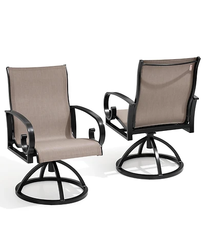 Pellebant Outdoor Aluminum Patio Swivel Dining Chairs with Sunbrella Fabric