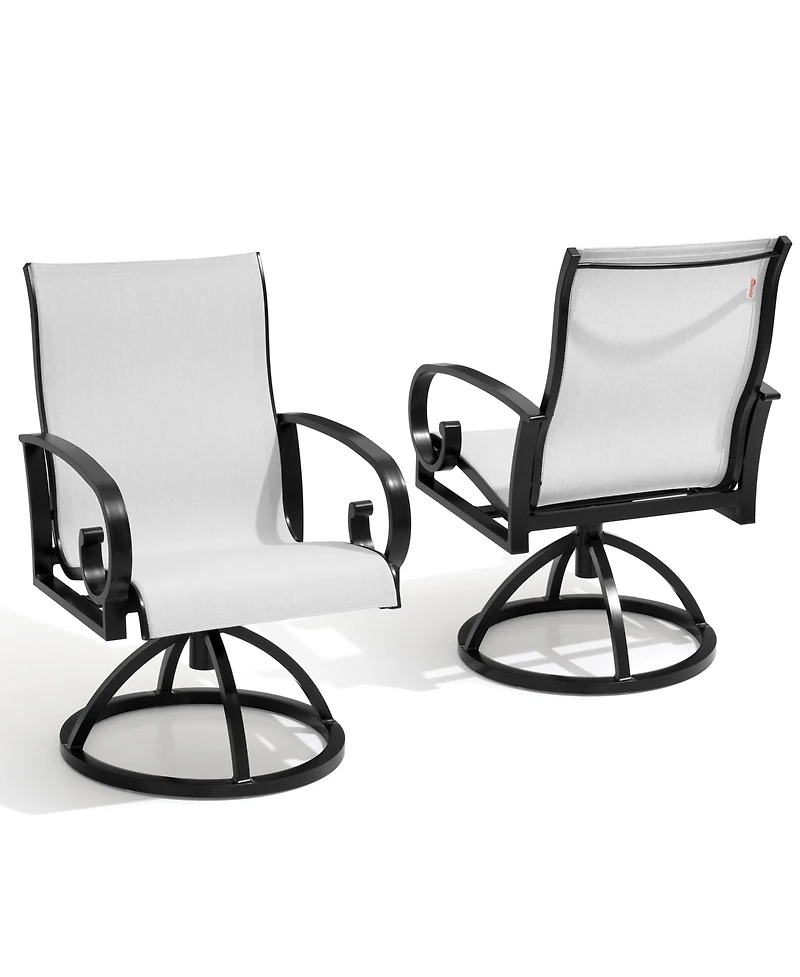 Pellebant Outdoor Aluminum Patio Swivel Dining Chairs with Sunbrella Fabric