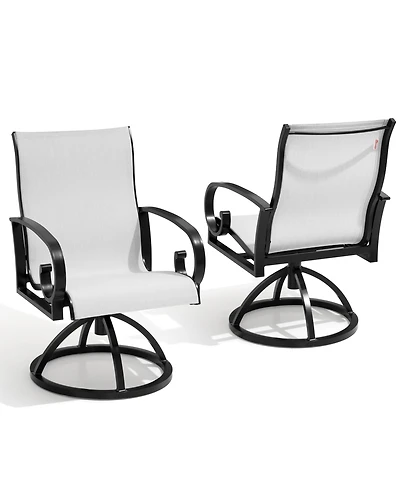 Pellebant Outdoor Aluminum Patio Swivel Dining Chairs with Sunbrella Fabric