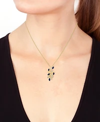 Effy Collection Sapphire (3/4 ct. t.w.) & Diamond (1/6 ct. t.w.) Pendant Necklace in 14k Yellow Gold