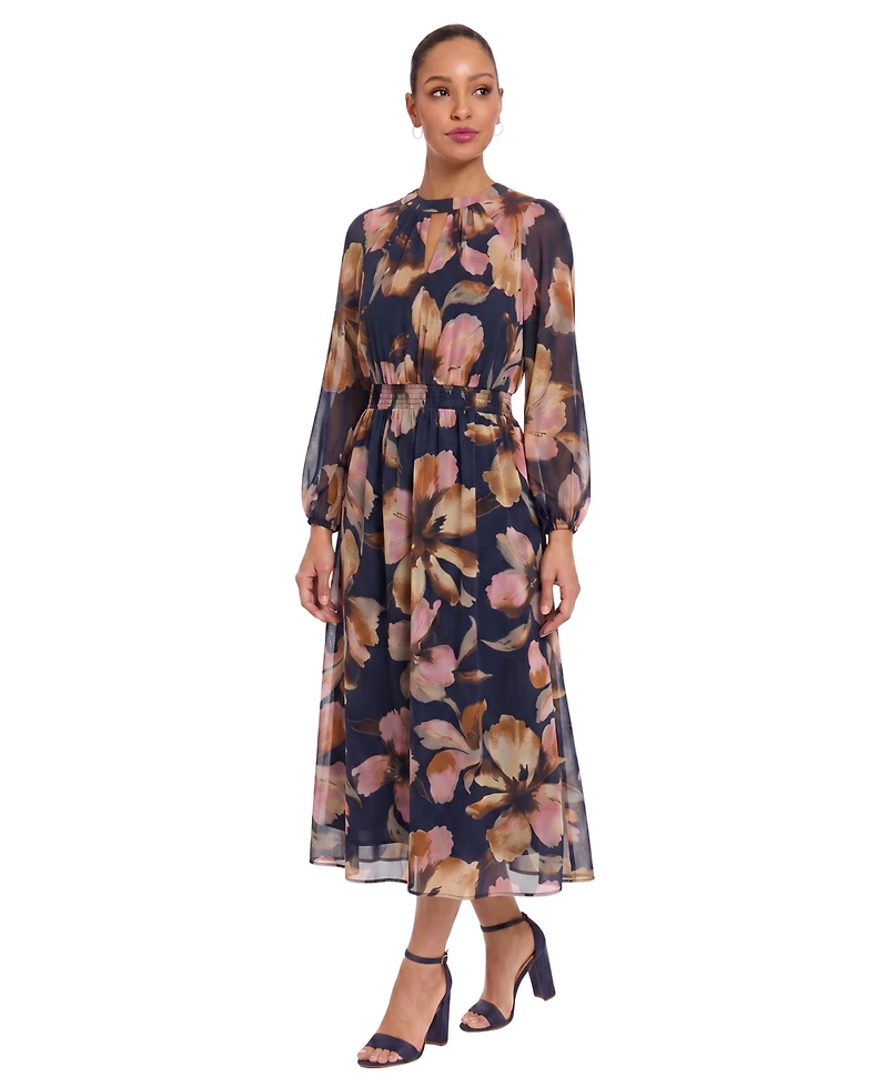 Maggy London Women's Balloon Floral Midi Dress
