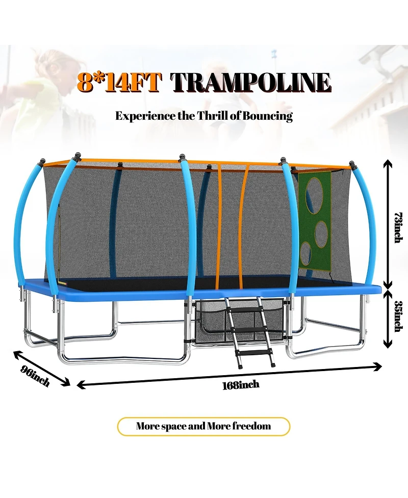 Zeny Outdoor Square Trampolines for Kids Adults Long Rectangular Tumbling Trampoline